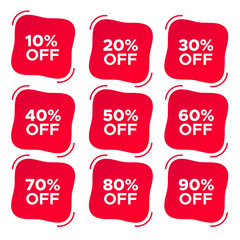 Discount offer label tag badge collection. Square shape badge design template