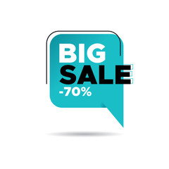 Big sale label tag vector design template. Sale promotion design element for social media banner.