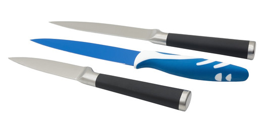 Kitchen knifes on a white