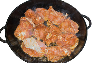 Pieces of Chicken marinated in a Pan
