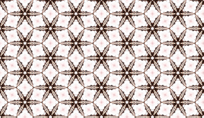 Star shaped background texture in geometric ornamental style in brown colour. symmetric design template with ornate elements. Abstract repeated backdrop.