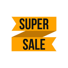 Super sale label tag vector design. Isolated ribbon design banner template for promotion.
