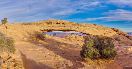View on Mesa Arch in Canyonlands National Park in Utah in winter