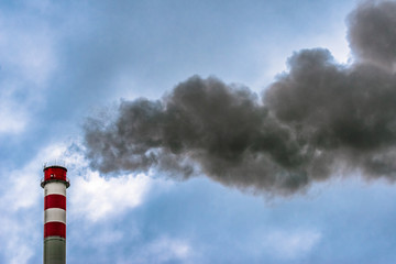 Dark smoke from chimney