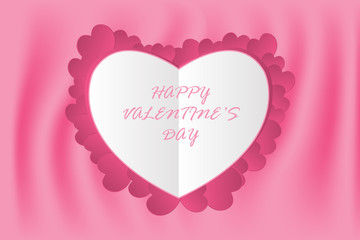 heart shape valentine's day concept on pink wave silk background