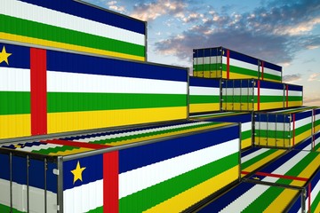 3D illustration Container with flag of Central-A