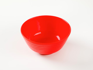 Red plastic bowl