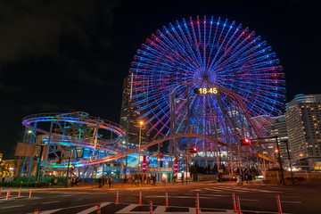 横浜みなとみらいの地区の夜景