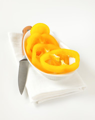 Yellow bell pepper slices in bowl