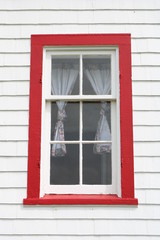 Wood Islands Lighthouse Window Frame Red White Quaint