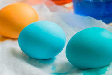 bright colored eggs for easter holidays. Close up