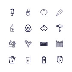 Editable 16 pacifier icons for web and mobile