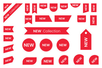 Red badges, labels or stickers collection.