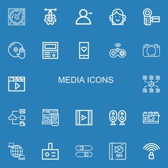 Editable 22 media icons for web and mobile
