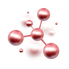 3d illustration of molecule model. Science or medical background with molecules and atoms. Medical background for banner or flyer. Molecular structure with red spherical particles.