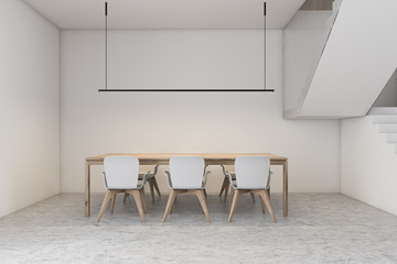 Stylish white dining room interior