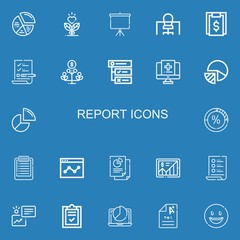 Editable 22 report icons for web and mobile