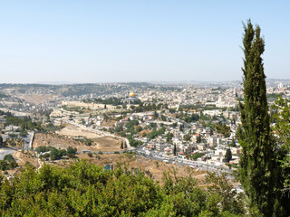 Fototapeta na wymiar City Panorama of Jerusalem in Israel