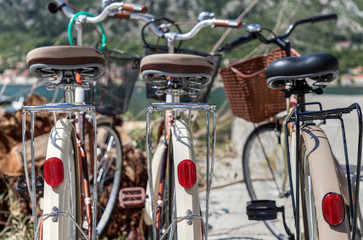 Row of parked bicycles