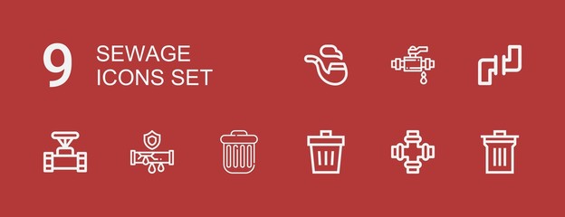 Editable 9 sewage icons for web and mobile
