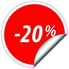 sale icon. 20% off Percent Discount Sign, Discount offer price label,  text 30 percent off RED ICON