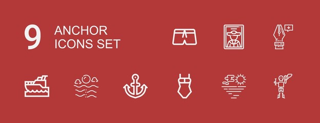 Editable 9 anchor icons for web and mobile