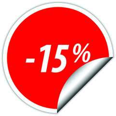 sale icon. 15% off Percent Discount Sign, Discount offer price label,  text 30 percent off RED ICON