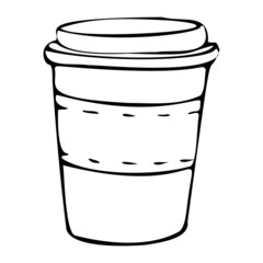 Vector illustration of cute coffee mug. Black outlines isolated on white background. Doodle style. Design for greeting cards, gifts, wrapping paper etc.
