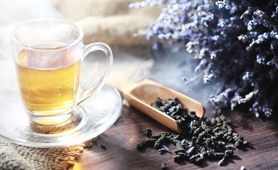 Brewed tea on a serving table