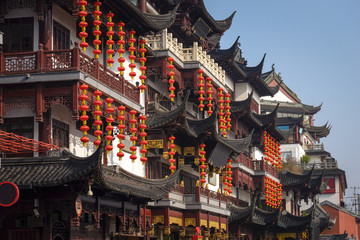 Scenic of historic old town architecture in Shanghai