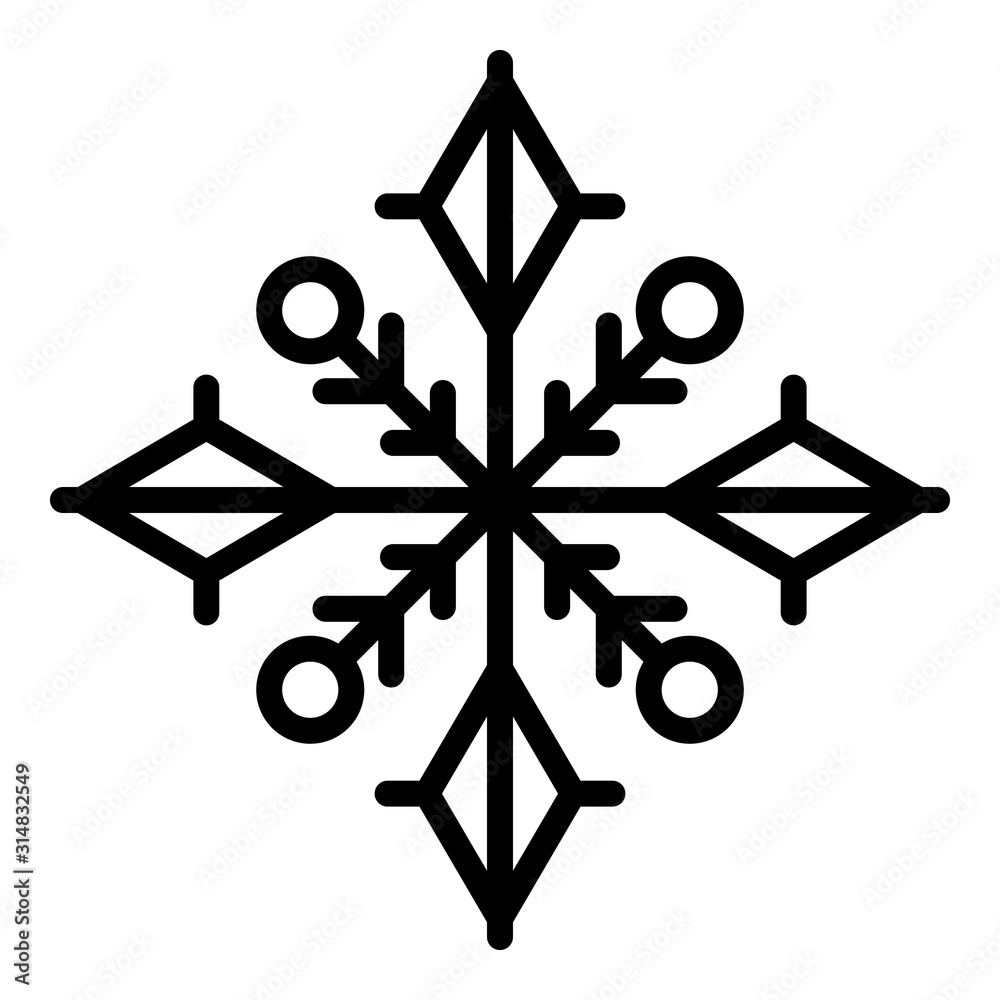 Wall mural Design snowflake icon. Outline design snowflake vector icon for web design isolated on white background - Wall murals