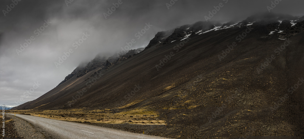 Wall mural misty mountain in iceland