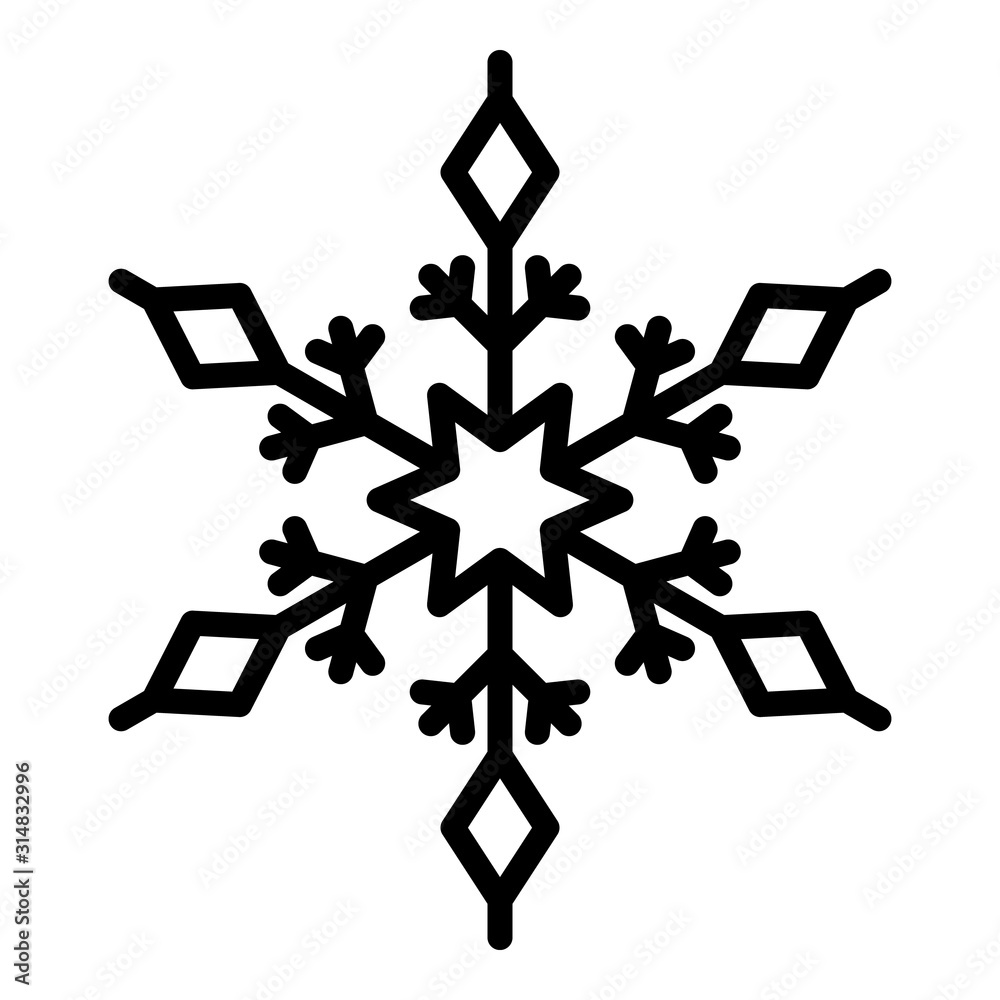 Wall mural Snowflake shape icon. Outline snowflake shape vector icon for web design isolated on white background - Wall murals