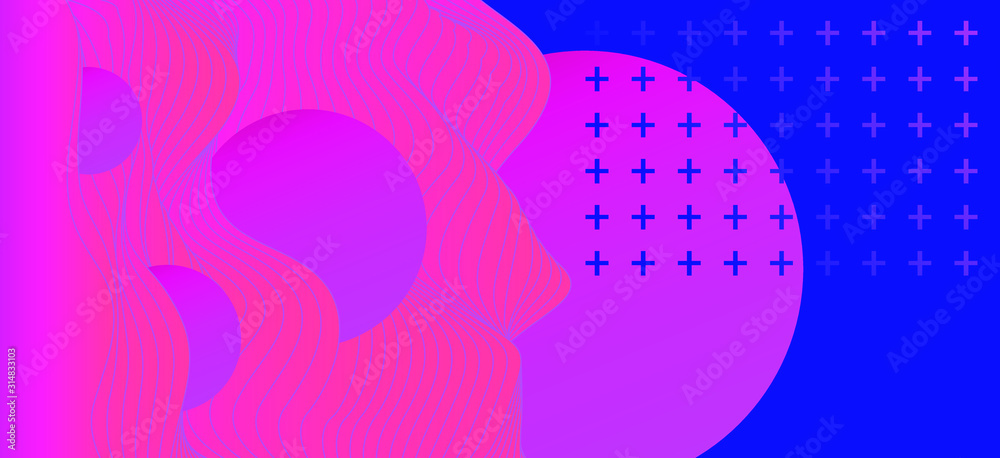Poster abstract minimal futuristic background with waves and circles. syntwave, vaporwave, retrowave 80's-9