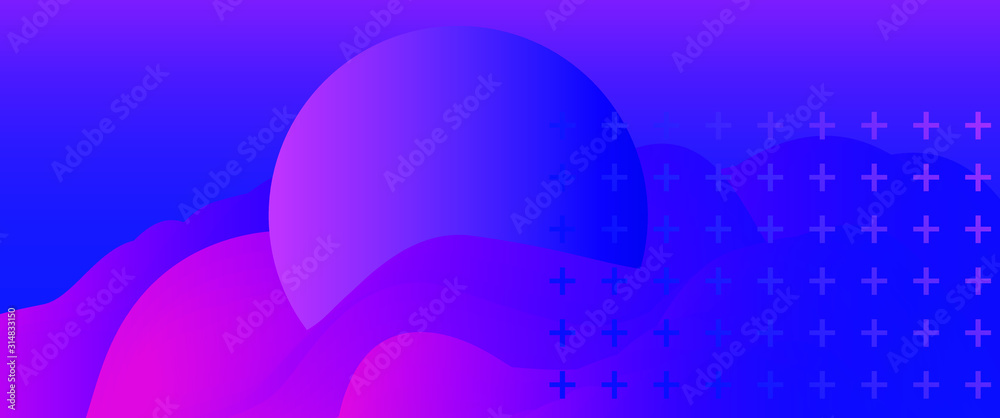 Poster abstract minimal futuristic background with waves and circles. syntwave, vaporwave, retrowave 80's-9