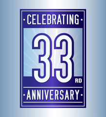 33 years logo design template. Anniversary vector and illustration.