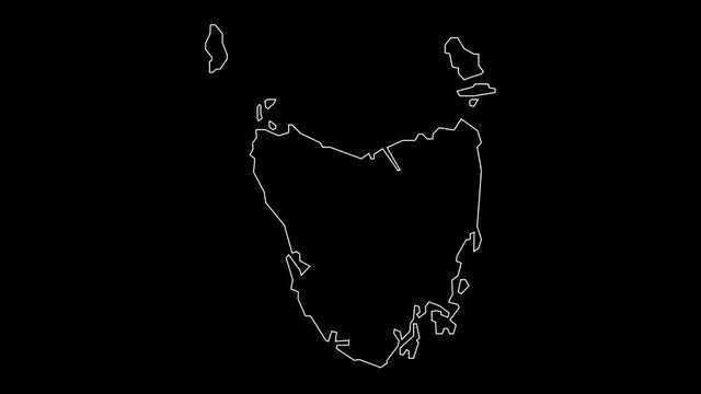 Tasmania Australia region map outline animation