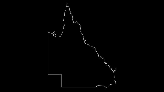 Queensland Australia region map outline animation