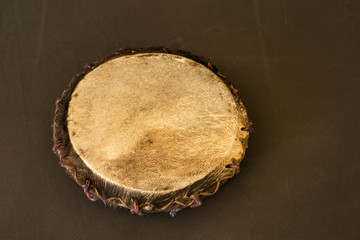 Mexican pre-Hispanic instrument, drum, Huéhuetl: percussion instrument made of wood and leather