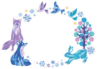 冬　動物　フレーム