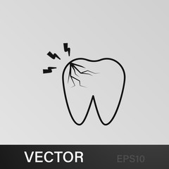toothache icon. Element of human body pain for mobile concept and web apps illustration. Thin line icon for website design and development, app development
