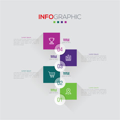 Business data visualization. Infographic element with icons and options or steps. Can be used for process, presentation, diagram, workflow layout, info graph, web design. Vector business template.