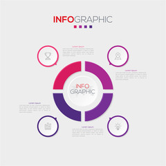 Business data visualization. Infographic element with icons and options or steps. Can be used for process, presentation, diagram, workflow layout, info graph, web design. Vector business template.