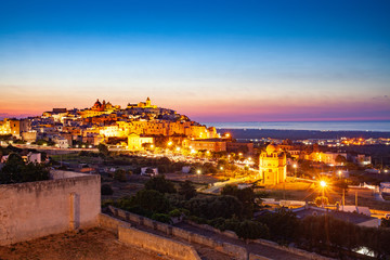 night city view of Ostuni  Apulia Italy