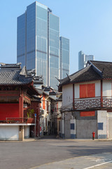 Landscape of old and modern buildings of downtown