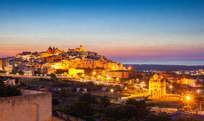 Fototapeta na wymiar night city view of Ostuni Apulia Italy