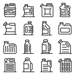 Canister icons set. Outline set of canister vector icons for web design isolated on white background