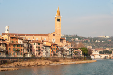 Fototapeta na wymiar Verona by the river Adige