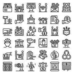 Fototapeta premium Bribery icons set. Outline set of bribery vector icons for web design isolated on white background