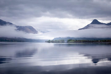 mist and mountains at loch Leven